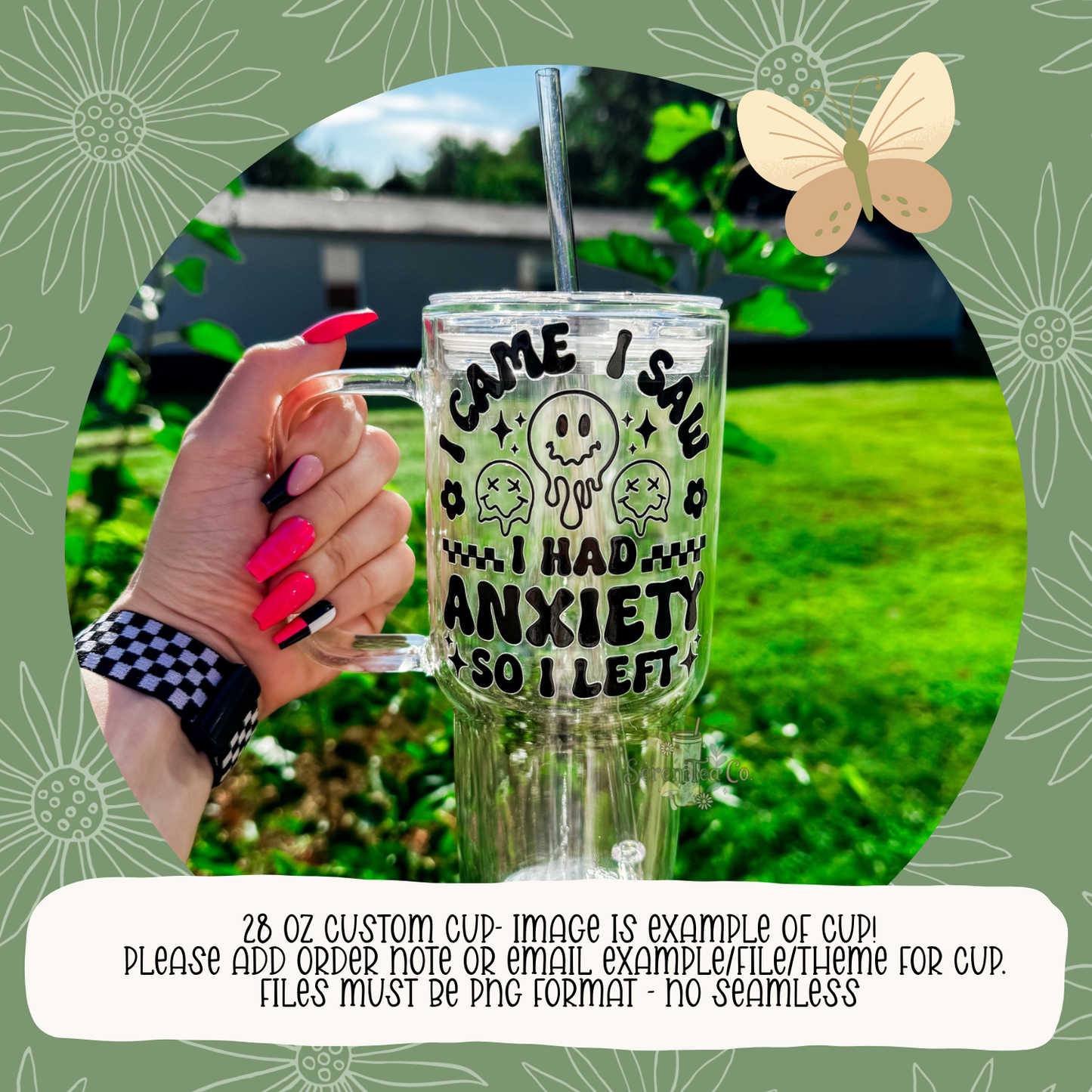 Custom Glass 28 oz W/ Handle